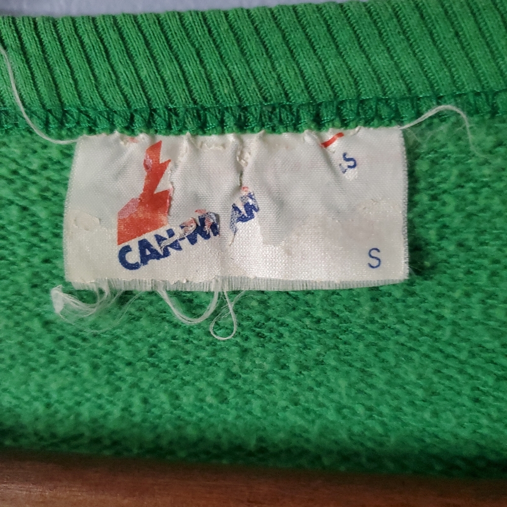 Vintage Saskatchewan Roughriders Sweatshirt Small Green 1989 Champions CFL - Picture 3 of 4